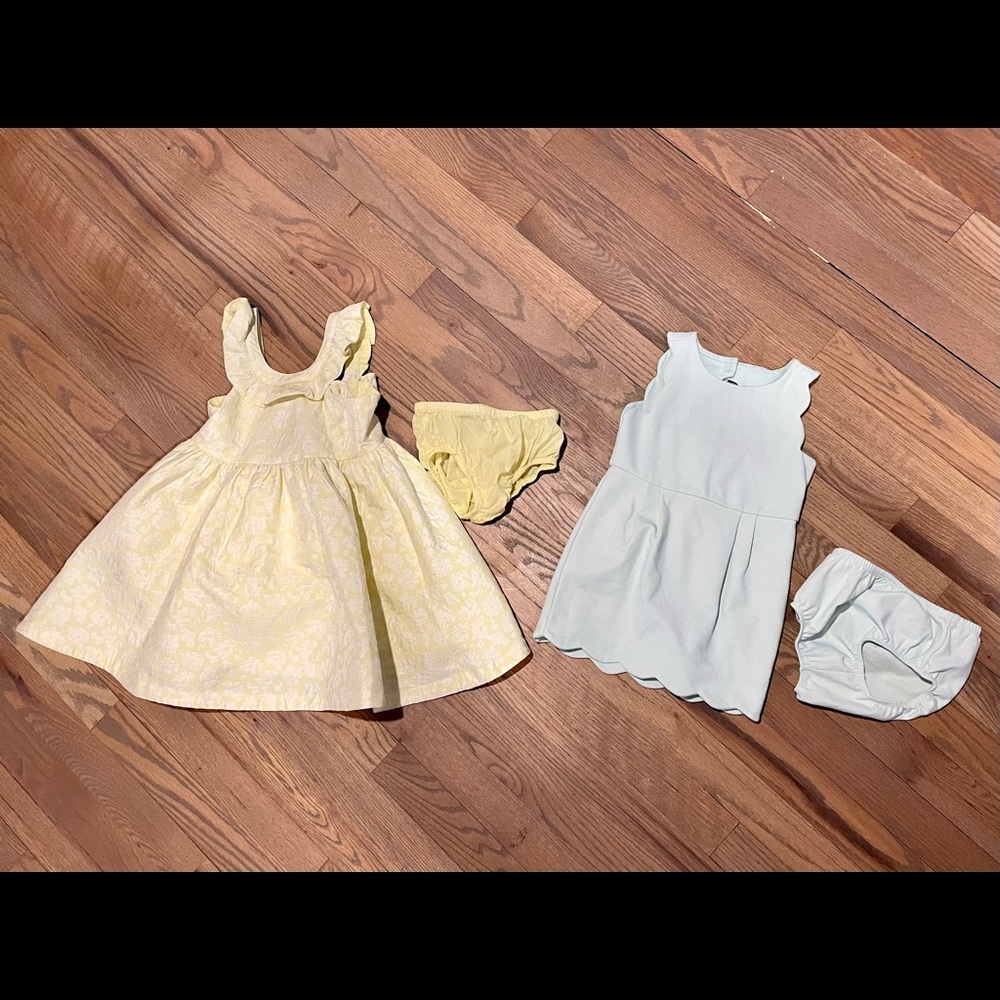 JANIE AND JACK . Adorable baby girl dresses 18-24 months. Yellow and Teal